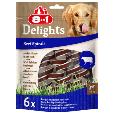 Afbeelding van 8in1 Delights Beef Spirals Hondensnacks Kip Rund 60 g 6 stuks