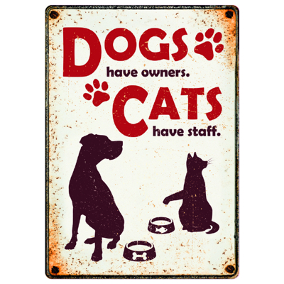 Afbeelding van Plenty Gifts Waakbord Blik Dogs Have Owners Cats Staff 21X15 CM