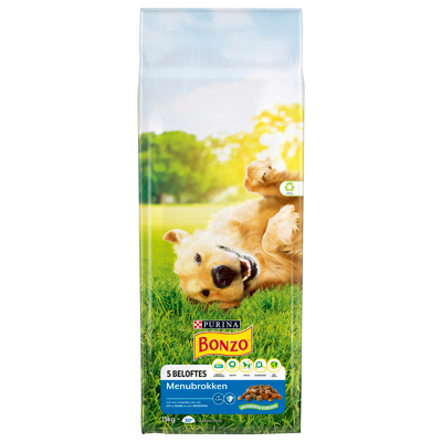 Afbeelding van Bonzo Menubrokken Kip&amp;Rund&amp;Groente Hondenvoer 15 kg