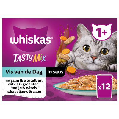 Afbeelding van Whiskas 1+ Vis Van De Dag In Saus Maaltijdzakjes Multipack Kattenvoer 12x85 g