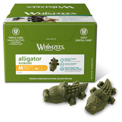 Afbeelding van Whimzees Bulk Box Alligator Hondensnacks 65 stuks Adult M