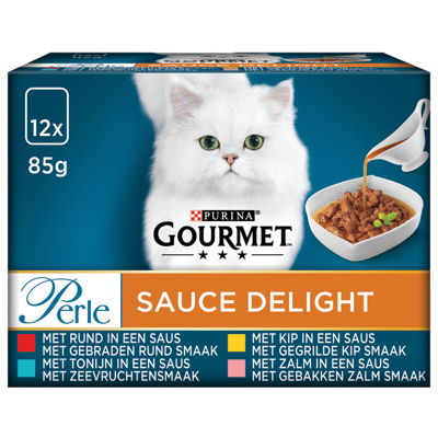 Afbeelding van Gourmet Perle Maaltijdzakjes Sauce Delight Multipack Kattenvoer Kip 12x85 g