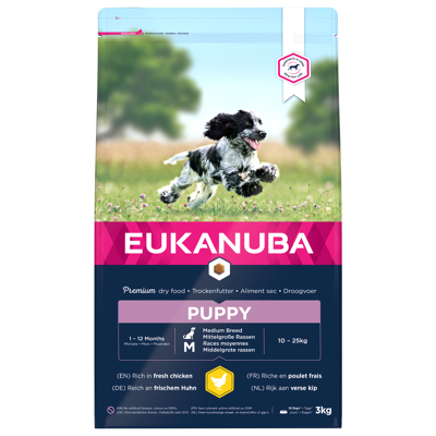 Afbeelding van Eukanuba Growing Puppy Medium Breed Kip Hondenvoer 3 kg