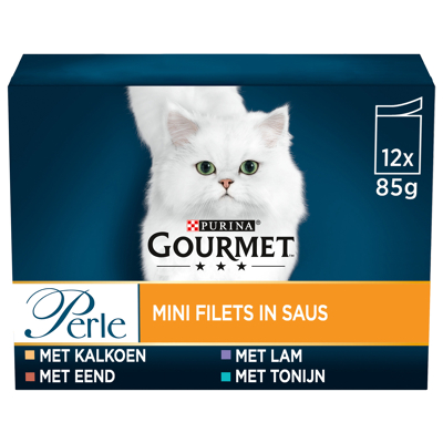 Afbeelding van Gourmet Perle Maaltijdzakjes Mini Filets Multipack Kattenvoer Eend 12x85 g