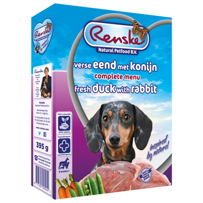Afbeelding van Renske Senior Hondenvoer Konijn Eend 395 g