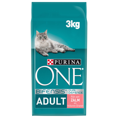 Afbeelding van Purina One Adult Zalm&amp;Granen Kattenvoer 3 kg