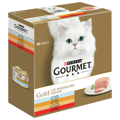 Afbeelding van Gourmet Gold Mousse Rund Kattenvoer Mix 8x85 g