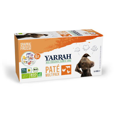 Afbeelding van Yarrah Organic Hond Multipack Pate Kalkoen / Kip Rund 6X150 GR