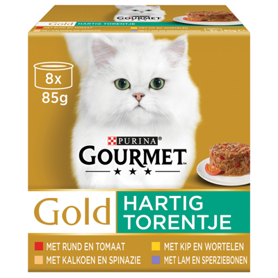 Afbeelding van Gourmet Gold Hartig Torentje Multipack Kattenvoer Rund 8x85 g