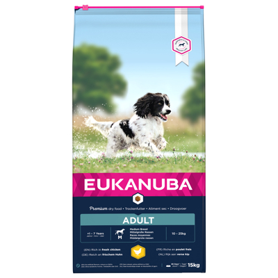 Afbeelding van Eukanuba Active Adult Medium Breed Kip Hondenvoer 15 kg
