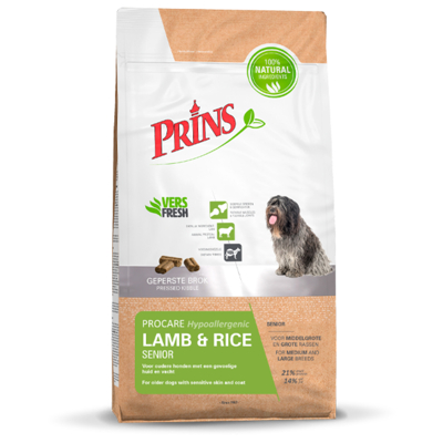 Afbeelding van Prins Procare Hypo Allergic Senior Lam&amp;Rijst Hondenvoer 15 kg