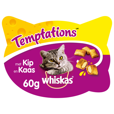 Afbeelding van Whiskas Temptations 60 g Kattensnack Kip&amp;Kaas