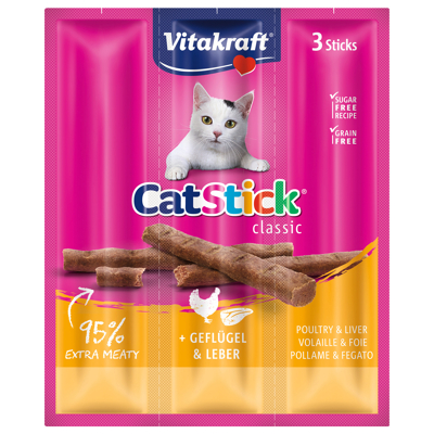 Afbeelding van Vitakraft Cat Stick Mini Gevogelte Met Lever 3 ST