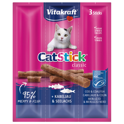 Afbeelding van Vitakraft Cat Stick Mini Kabeljauw Met Tonijn 3 ST