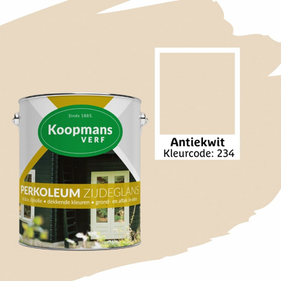 Afbeelding van Koopmans Perkoleum Zijdeglans Dekkend Ready Mixed 2,5 ltr 234 antiekwit Buitengevel &amp; Tuin