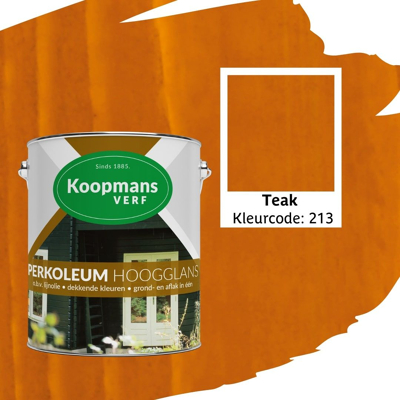 Afbeelding van Koopmans Perkoleum Hoogglans Transparant 2,5 ltr 213 teak Buitengevel &amp; Tuin