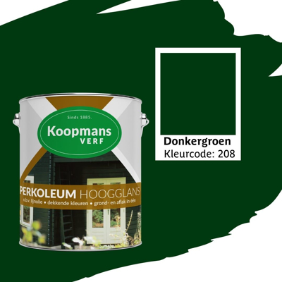 Afbeelding van Koopmans Perkoleum Hoogglans Dekkend Ready Mixed 2,5 ltr 206 donkergroen Buitengevel &amp; Tuin