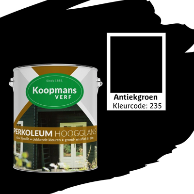 Afbeelding van Koopmans Perkoleum Hoogglans Dekkend Ready Mixed 2,5 ltr 235 antiekgroen Buitengevel &amp; Tuin