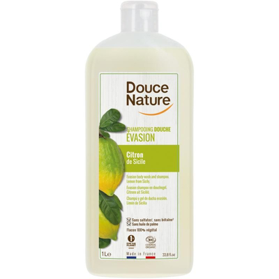 Afbeelding van Douce Nature Douchegel &amp; shampoo evasion citroen Silicie 1 liter