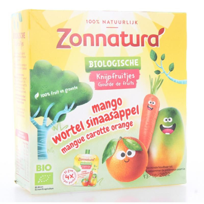 Afbeelding van Zonnatura Knijpfruit Groente Mango/wortel/sinas Bio, 4x85 gram