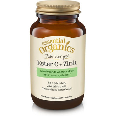Afbeelding van Essential Organics Organ Ester C + zink puur 60 vcaps