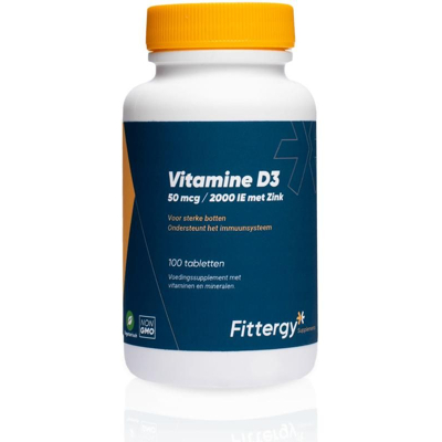Afbeelding van Fittergy Vitamine D3 50mcg Met Zink Tabletten