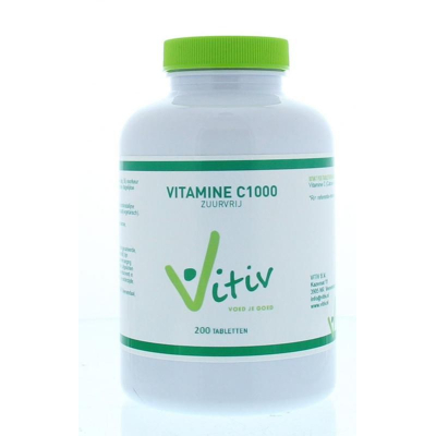Afbeelding van Vitiv Vitamine C zuurvrij 200 tabletten