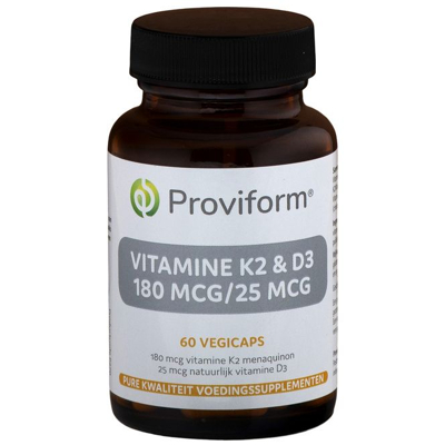 Afbeelding van Proviform Vitamine K2 180mcg &amp; D3 25mcg, 60 Veg. capsules