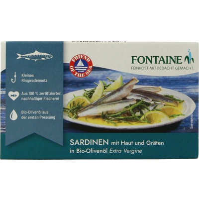 Afbeelding van Fontaine Sardines met huid en graat 120 g