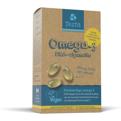 Afbeelding van Testa Omega 3 algenolie 250 mg DHA vegan NL 60 Vegetarische capsules