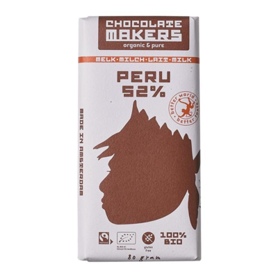 Afbeelding van Chocolatemakers Awajun 52% Donkere Melk Fairtrade Bio, 80 gram