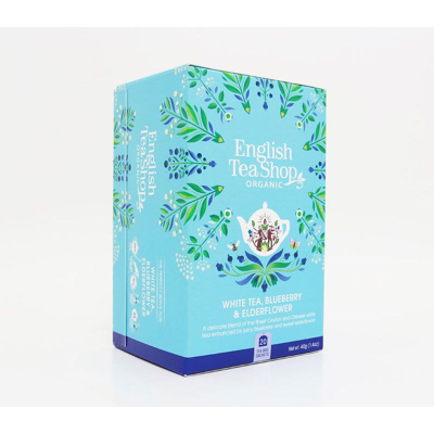 Afbeelding van English tea Shop White blueberry &amp; elderflower bio 20 zakjes
