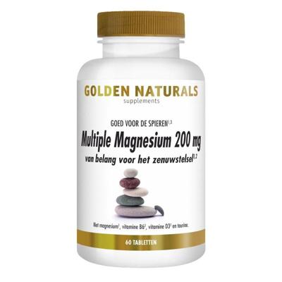 Afbeelding van Golden Naturals Multiple Magnesium 200mg Tabletten
