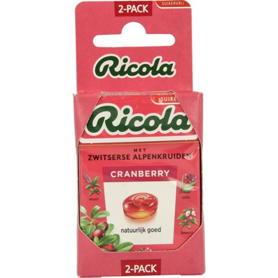 Afbeelding van Ricola Cranberry suikervrij 2 stuks 50 g