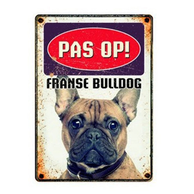 Afbeelding van Plenty Gifts Waakbord Blik Franse Bulldog 15X21 CM