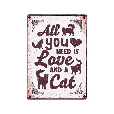 Afbeelding van Plenty Gifts Waakbord Blik All You Need Is Love And A Cat 21X15 CM