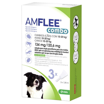 Afbeelding van Amflee Combo Spot on Hond 134 mg, 10 20 kg 3 pipetten