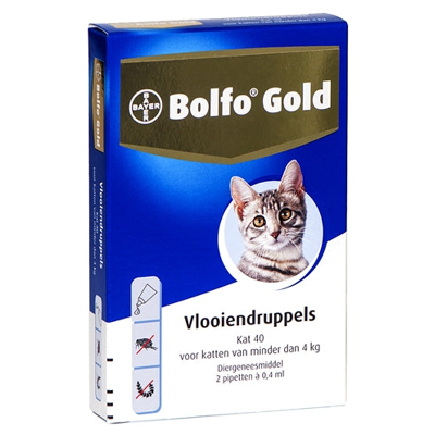 Afbeelding van Bolfo Gold Kat Vlooiendruppels 40 2 PIPET VOOR KATTEN TOT 4 KG (42920)