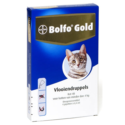 Afbeelding van Bolfo Gold Kat Vlooiendruppels 40 4 PIPET VOOR KATTEN TOT KG (52829)