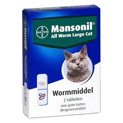 Afbeelding van Mansonil Grote Kat All Worm Tabletten 2 ST