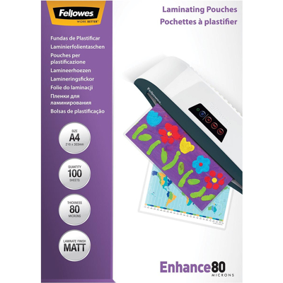 Afbeelding van Fellowes lamineerhoes Enhance80 ft A4, 160 micron (2 x 80 micron), pak van 100 stuks, mat