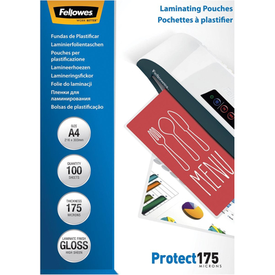 Afbeelding van Fellowes lamineerhoes Protect175 ft A4, 350 micron (2 x 175 micron), pak van 100 stuks
