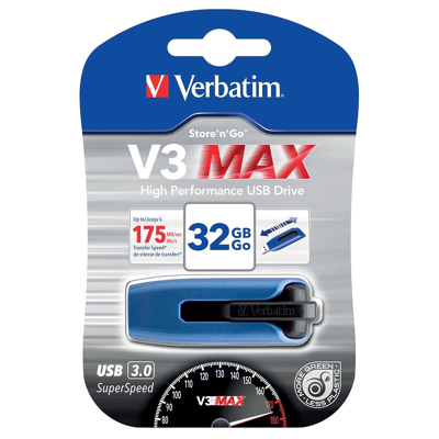 Afbeelding van Verbatim V3 Max Usb 3.0 Stick, 32 Gb Blauw stick