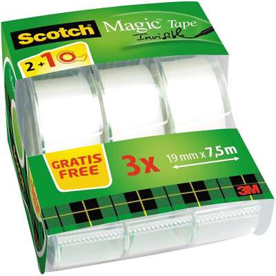 Afbeelding van Plakband Scotch Magic 810 19mmx7.5m onzichtbaar mat 2+1 gratis + afroller