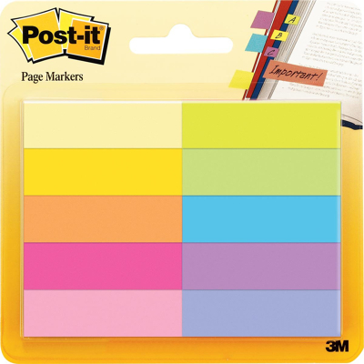 Afbeelding van Post It notes markers, 50 blaadjes, pak van 10 blokken, geassorteerde kleuren markeerstroken