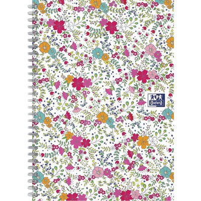 Afbeelding van Oxford Floral Hardcover Spiraalschrift, Ft B5, 60 Vel, Geruit 5 Mm, Wit Spiraalschrift