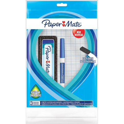 Afbeelding van Paper Mate whiteboardmarker met fijne punt, set van 3 stuks, blauw