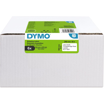 Afbeelding van Dymo etiketten LabelWriter ft 102 x 210 mm (DHL), wit, doos van 6 140 beletteringsetiketten