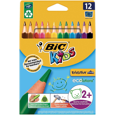Afbeelding van Kleurpotloden Bic Kids ecolutions Evolution Triangle etui à 12 kleuren