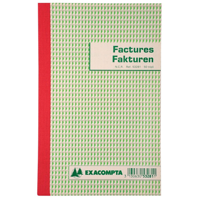 Afbeelding van Exacompta factuurboek, ft 21x13,5 cm, tweetalig, tripli (50 x 3 vel) factuurboeken
